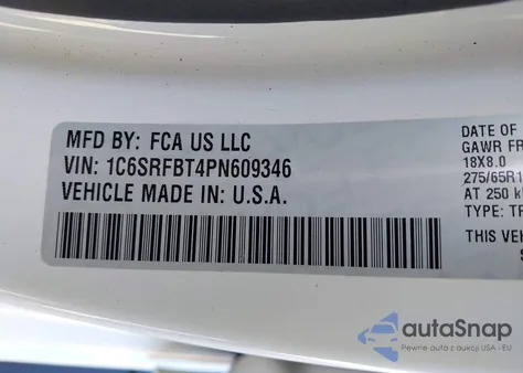 2023 Ram 1500 Big Horn 4X4 6'4 Box z USA, uszkodzony, nr VIN 1C6SRFBT4PN609346